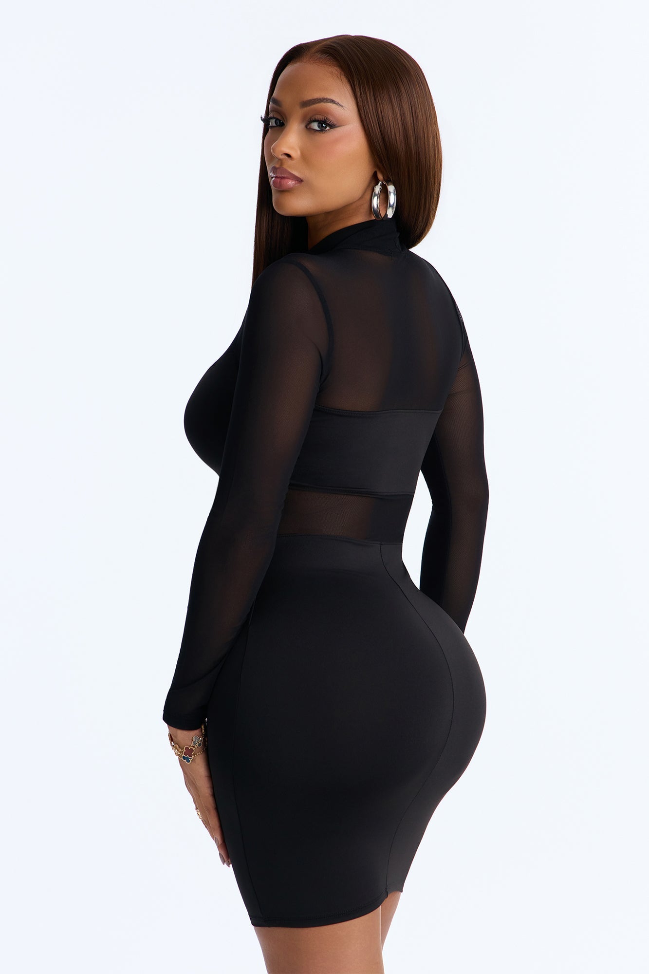Too Cute For You Long Sleeve Mini Dress - Black.