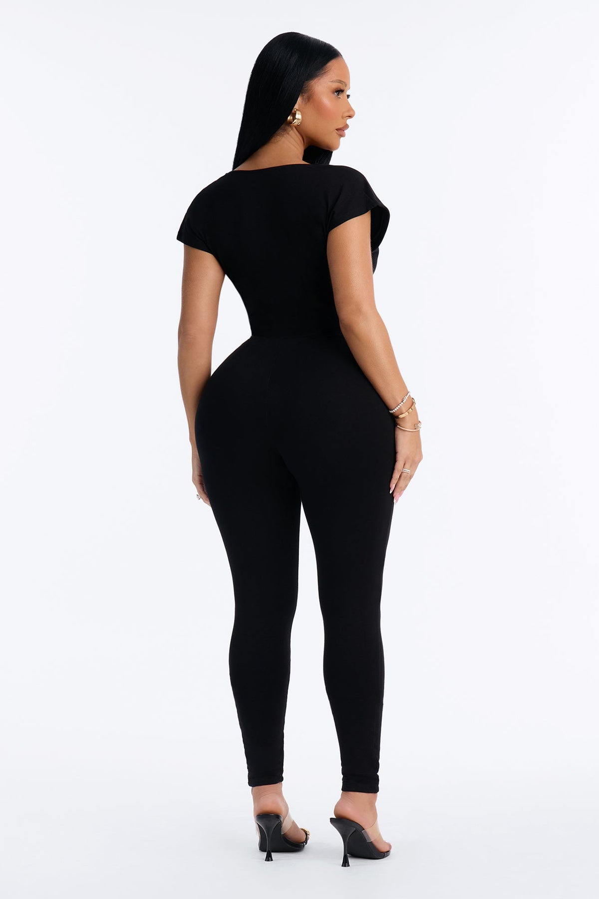 Magy Cowl Skinny Leg Jumpsuit - Black.