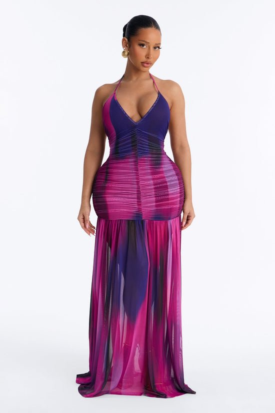 Emma Ombre Mesh Maxi Dress - Pink/combo.