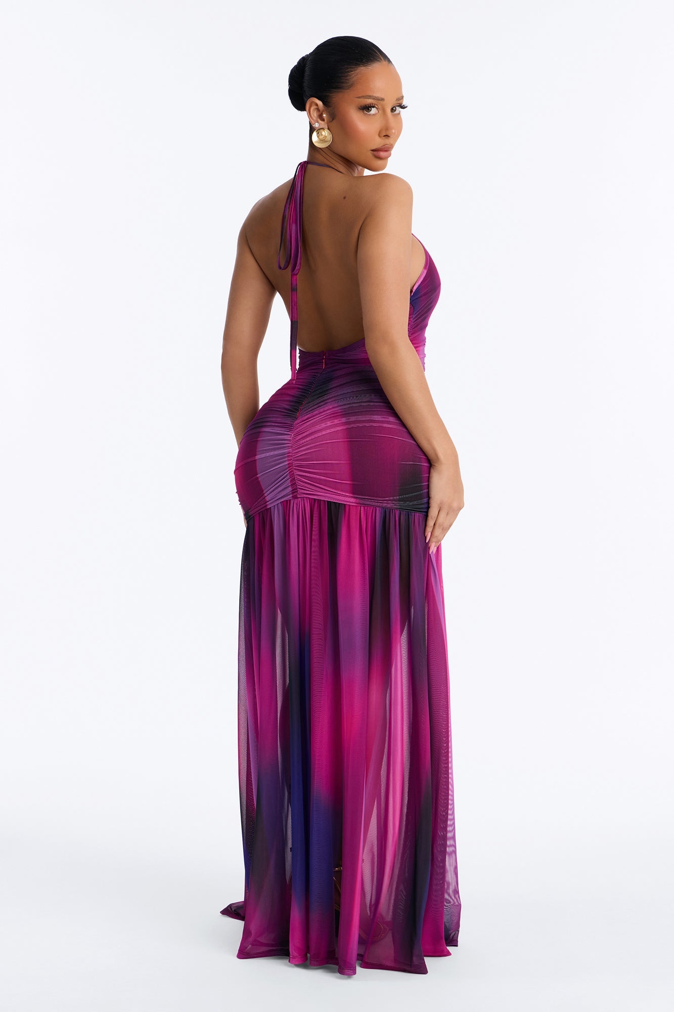 Emma Ombre Mesh Maxi Dress - Pink/combo.