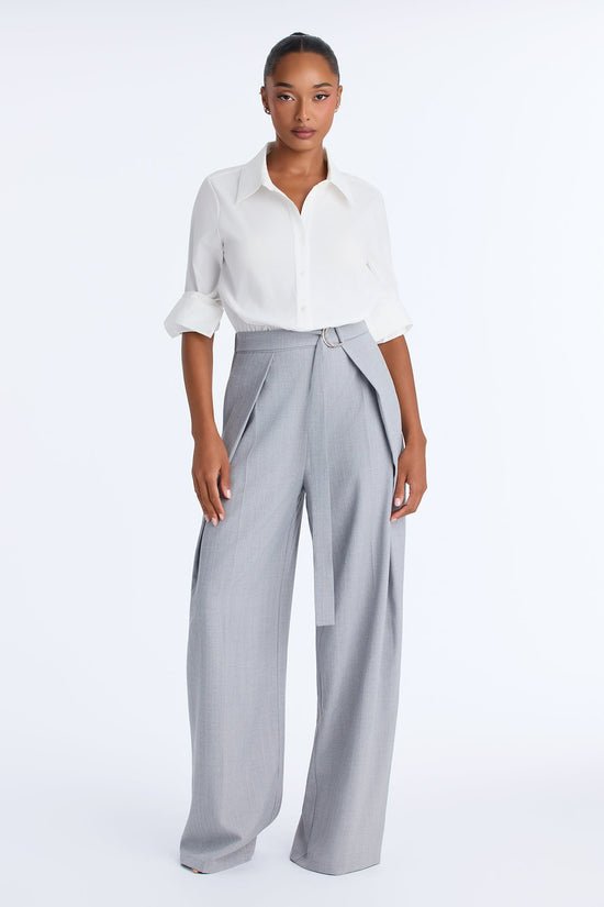 Business or Pleasure Belted Wide Leg Jumpsuit - Grey.
