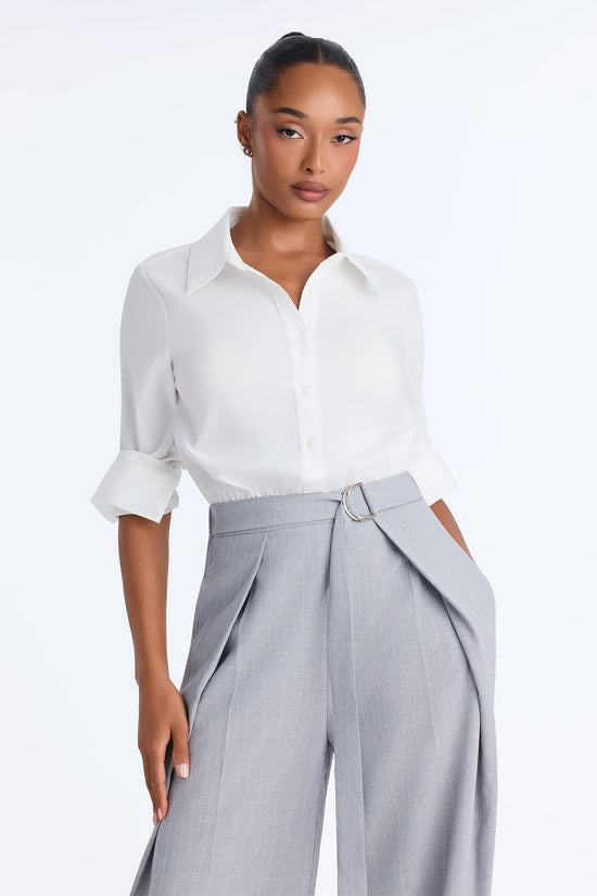 Business or Pleasure Belted Wide Leg Jumpsuit - Grey.