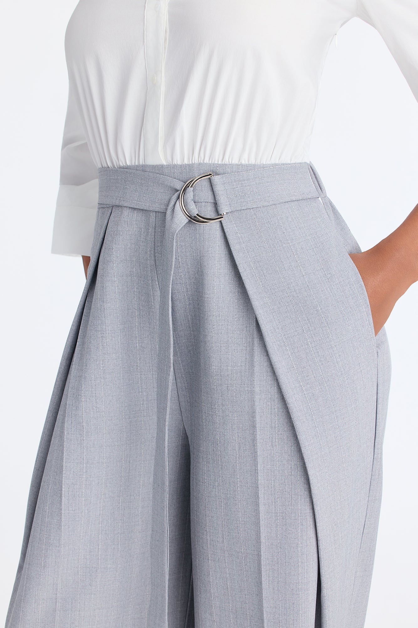 Business or Pleasure Belted Wide Leg Jumpsuit - Grey.