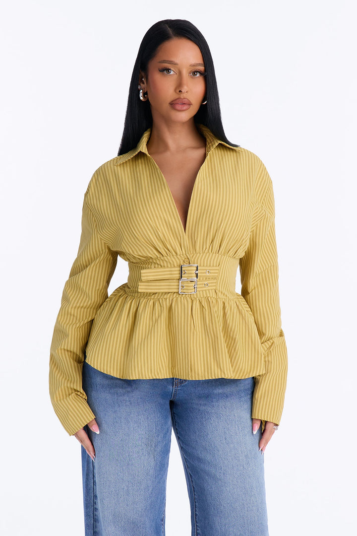 Close Moment Poplin Top - Yellow/combo.