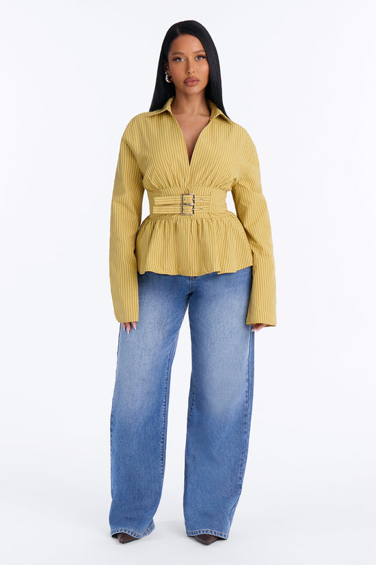 Close Moment Poplin Top - Yellow/combo.