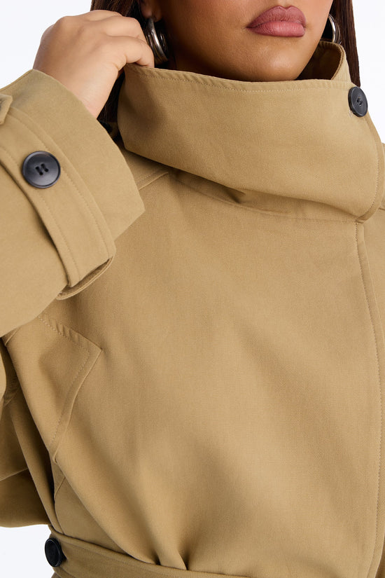 The Savannah Everyday Funnel Neck Twill Jacket - Khaki.