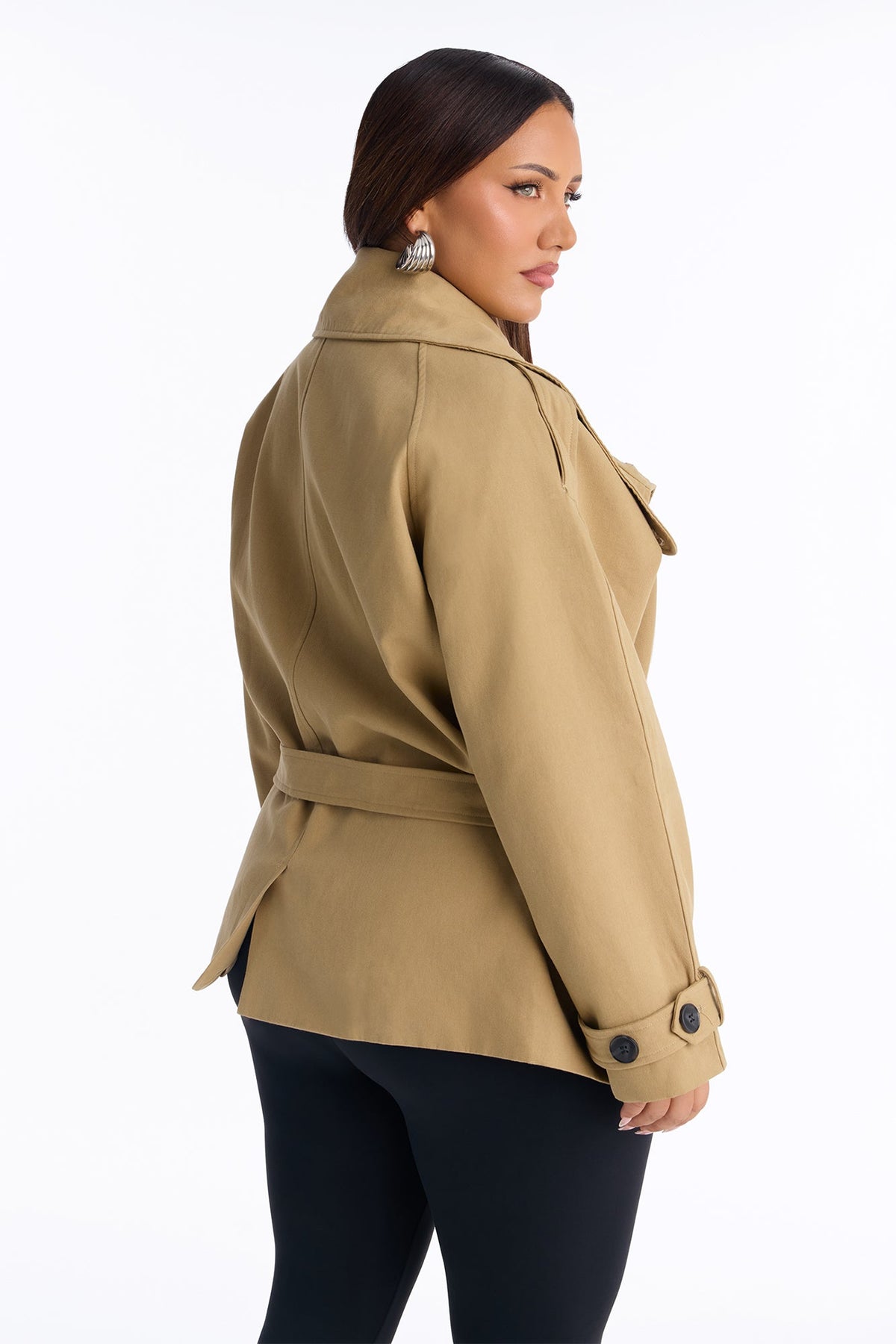 The Savannah Everyday Funnel Neck Twill Jacket - Khaki.