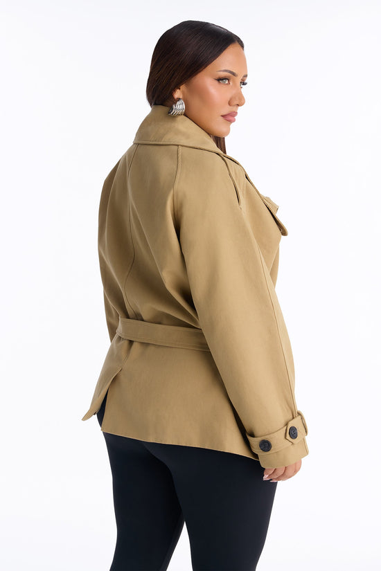 The Savannah Everyday Funnel Neck Twill Jacket - Khaki.