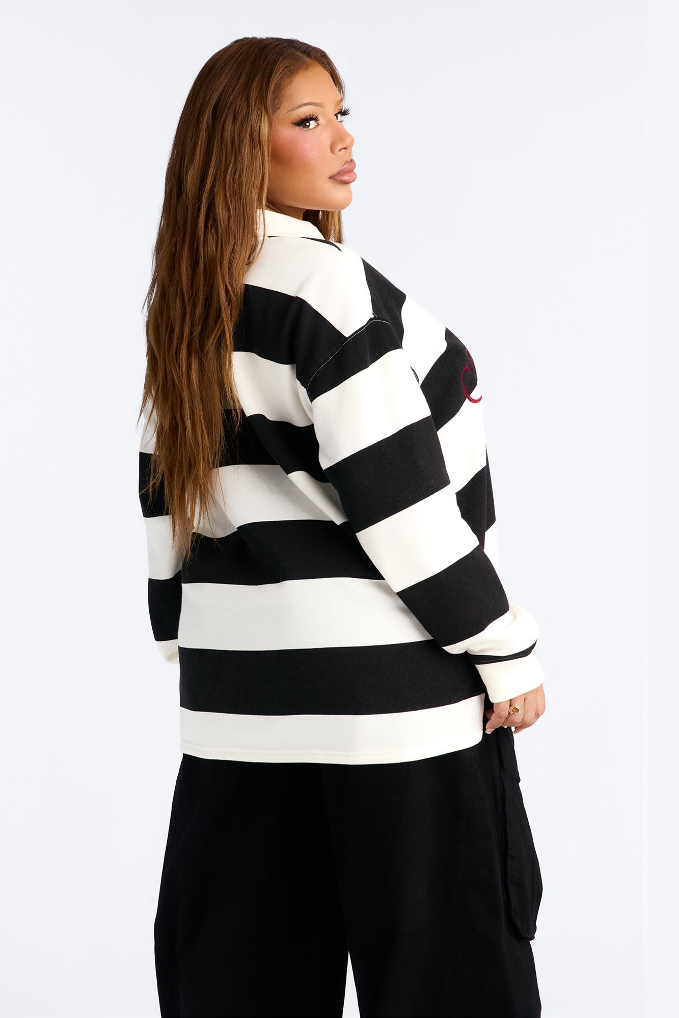 Champions Only Rugby Striped Polo - Black/White.