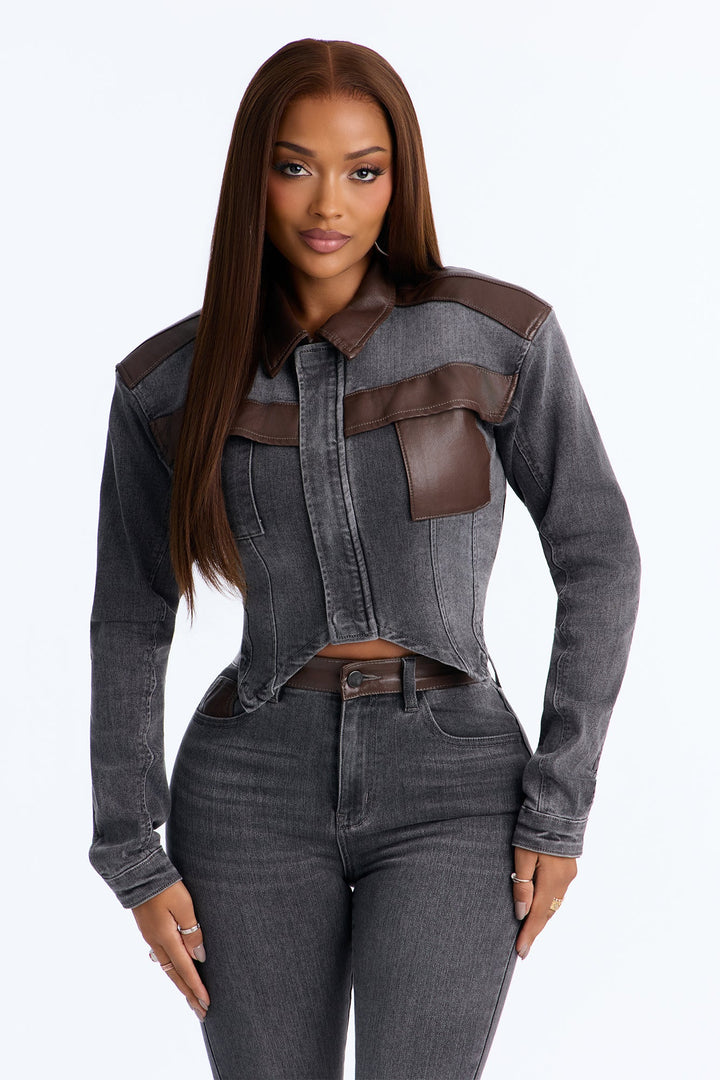 Power Stance Denim Jacket - Grey.
