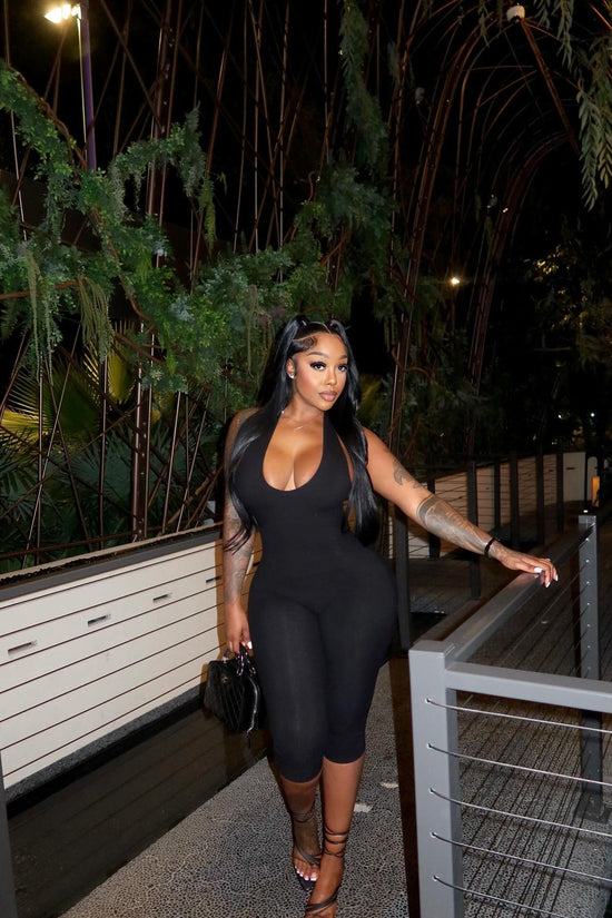 Taytum Snatched Capri Jumpsuit - Black.