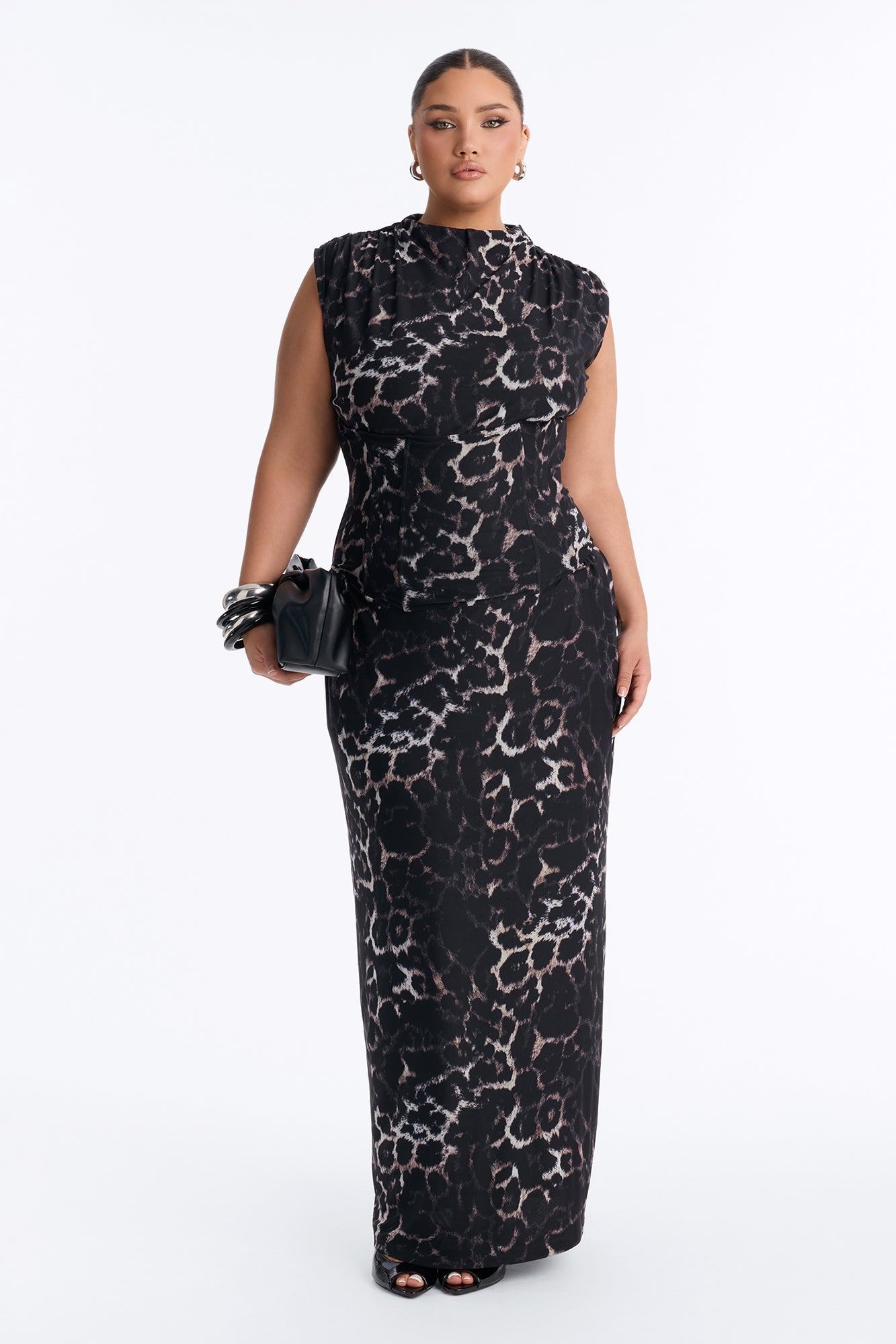 Dinner Date Corset Maxi Dress Set - Black/combo.